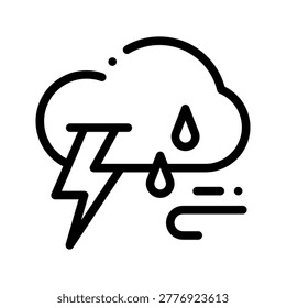 Storm Thunder Lightning Weather Danger Icon Vector