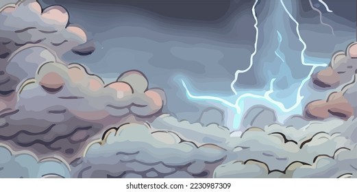 Storm, Tornado, Breaking Houses. Hose in the City Illustration Vector Cartoon Drawing