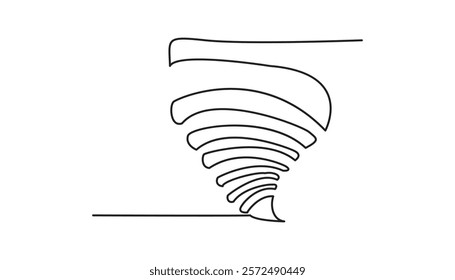 storm with tornado continuous one line drawing