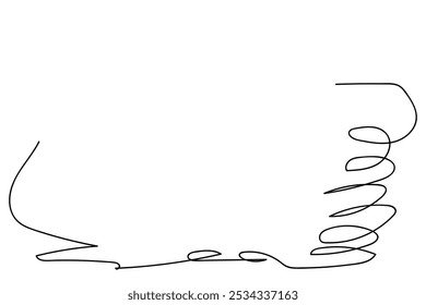 Storm with tornado - hand drawing one single continuous line banner. Vector stock illustration isolated on white background for design template weather forecast, travel blog. Editable stroke