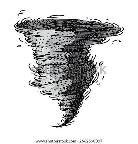storm tornado hand drawn. destruction damage, weather supercell, thunderstorm rotation storm tornado vector sketch. isolated color illustration