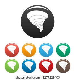 Storm tornado icons set 9 color vector isolated on white for any design