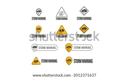 Storm warning, large collection of signs, symbols and logos isolated on white background. Weather warnings symbols concepts