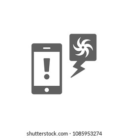 Storm warning in phone icon vector. Symbol for your web site design, logo, app, UI. Vector illustration, EPS