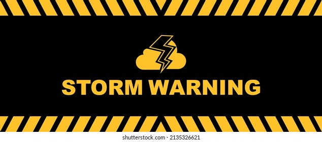 Storm Warning Sign On Black Background	