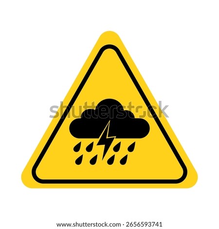 Storm warning sign. Thunderstorm danger. Watch out for lightning bolts. Hurricane, thunderstorm, storm, squally wind. Flat vector illustration design.