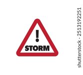 Storm warning sign. vector illustration severe weather warning symbol. 