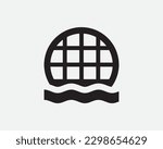 Storm Water Drain Outfall Drainage Tunnel Sewage Pipe Round Manhole Grate Black and White Icon Sign Symbol Vector Artwork Clipart Illustration