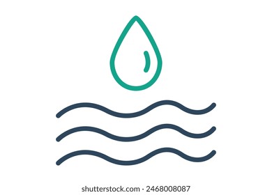 Storm water icon. water droplets with water below. icon related to utilities. line icon style. utilities elements vector illustration