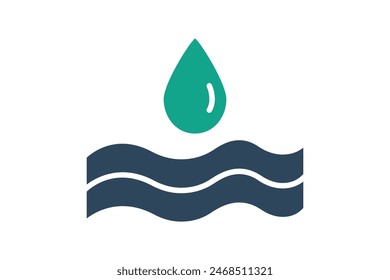 Storm water icon. water droplets with water below. icon related to utilities. solid icon style. utilities elements vector illustration