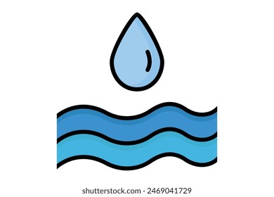 Storm water icon. water droplets with water below. icon related to utilities. colored outline icon style. utilities elements vector illustration