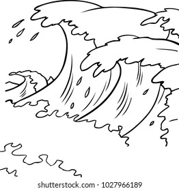 Storm waves with foam