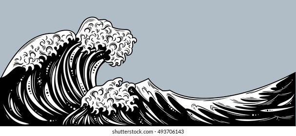 Storm waves with foam