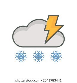 storm at winter season weather icon linear style isolated white.