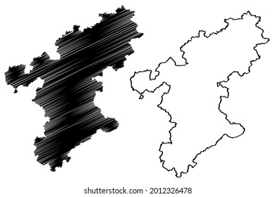 Stormarn district (Federal Republic of Germany, rural district, Free State of Schleswig-Holstein, Slesvig Holsten) map vector illustration, scribble sketch Stormarn map