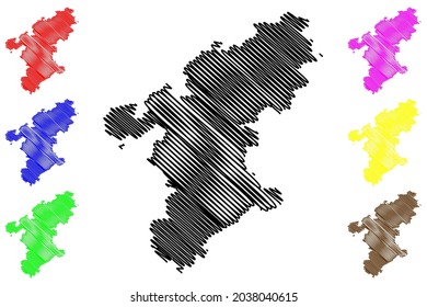 Stormarn district (Federal Republic of Germany, rural district, Free State of Schleswig-Holstein, Slesvig Holsten) map vector illustration, scribble sketch Stormarn map