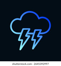 Stormy cloud with lightning strikes. Icon symbol illustration