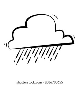 Sturmwolke mit Regenfällen. kaltes Winterwetter. Vektorgrafik einzeln auf weißem Hintergrund.