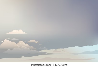 Stormy gray cloudy sky. Vector illustration