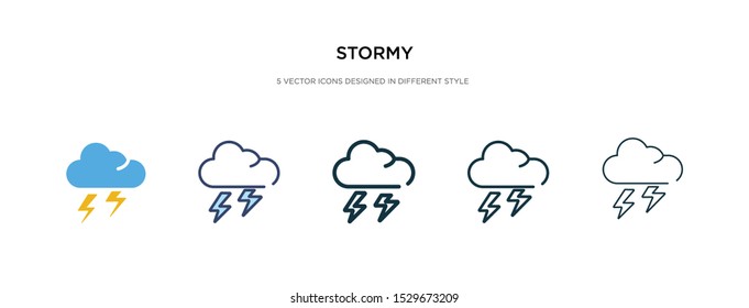 stormy icon in different style vector illustration. two colored and black stormy vector icons designed in filled, outline, line and stroke style can be used for web, mobile, ui