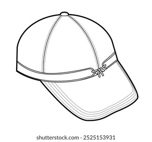 Stormy Kromer Cap Hat. Summer Head Fashion accessory clothing technical illustration. Vector headgear for Men, women, unisex style, flat template CAD mockup sketch outline isolated