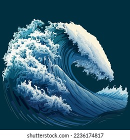 Stormy sea wave with foam. Vector illustration