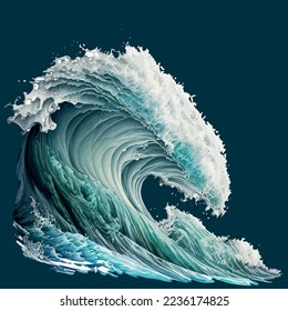 Stormy sea wave with foam. Vector illustration