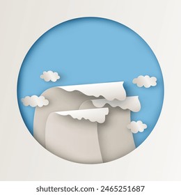 Stormy sea wave. Ocean wave. paper cut and craft style. vector, illustration.