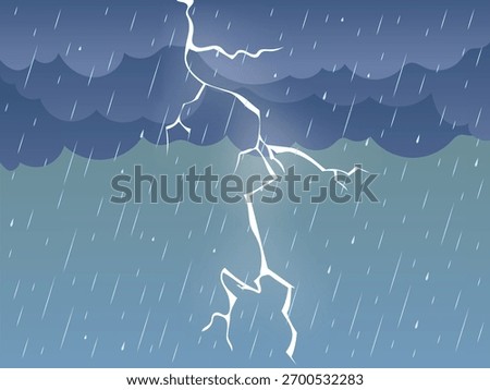 Stormy sky with rain, clouds and thunderstorm, bad weather