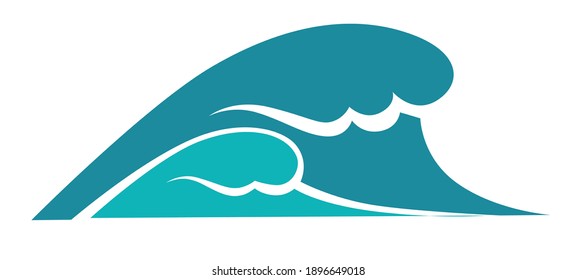 Stormy weather by seaside, ocean or sea wave or tsunami. Powerful splashes of water. Seaside or seascape, summer activities and sports. Surfing and rowing. Isolated icon, vector in flat style