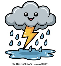 Ilustração de vetor de relâmpago de nuvens de tempo tempestuoso isolada no branco