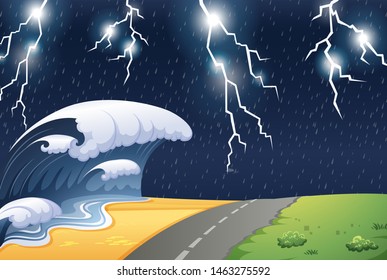 Stormy Weather Natre Scene Illustration Stock Vector (Royalty Free ...