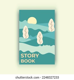 Story book title cover design, blue book cover design for children kids, coloring book for children school stationery item