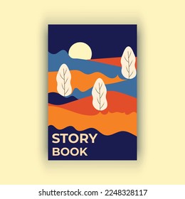 Story book title cover design, blue book cover design for children kids, coloring book for children school stationery item