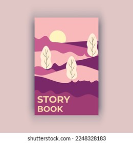 Story book title cover design, purple book cover design for children kids, coloring book for children school stationery item