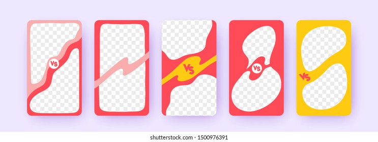 Story Border. Social Media Template, Social Network Background With Transparent For Stories. Battle Vs Story. Pattern Red And Yellow. Versus Frame Design. Vector Illustration