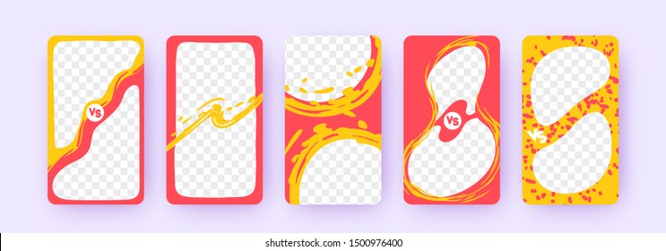 Story Border. Social Media Template, Social network background with transparent for stories. Battle vs story. Pattern red and yellow. versus frame design. Vector illustration