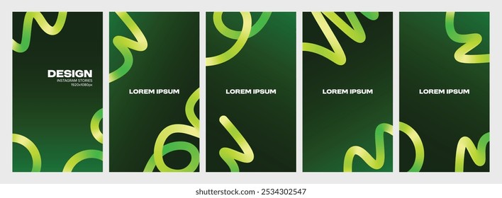 Story Design for Social Media Template, Gradient Vector green color. Fresh Design Story Template, Gradient cover template design. Vector Illustration. Design Graphic Template 1920x1080 Size 