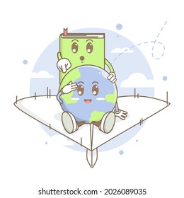 The story of the earth and books find a magical place with science and knowledge commemorating world literacy day