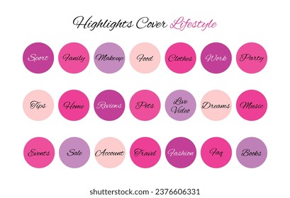 story highlights Cover Lifestyle  Pink icons 