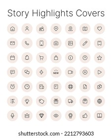 Story Highlights Icons and Covers. Contains such icons as Contacts, About, News, Giveaway, Gift, Favourite, Schedule, Delivery, Location, Portfolio, Menu, Price, Reviews, Testimonials, Ideas, New 