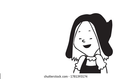 the story of Little Red Riding Hood, he has his eyes closed and a smile on his face,vector,cartoon.