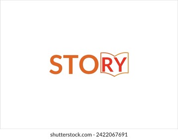 Logotipo de historia Color rojo simple combinado.