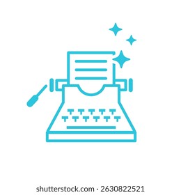 Story of Love and a Happy End. Vintage typewriter icon