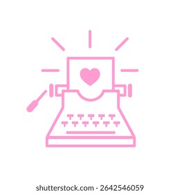 Story of Love and a Happy End. Vintage typewriter icon.