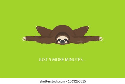 The story of one sloth. At home. Funny cartoon sloths in different postures set. Vector illustration