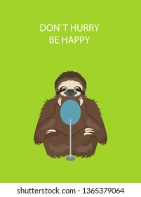 The story of one sloth. At home. Funny cartoon sloths in different postures set. Vector illustration