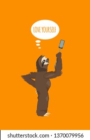 The story of one sloth. Traveling, holiday. Funny cartoon sloths in different postures set. Vector illustration
