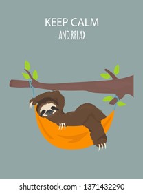 The story of one sloth. Traveling, holiday. Funny cartoon sloths in different postures set. Vector illustration