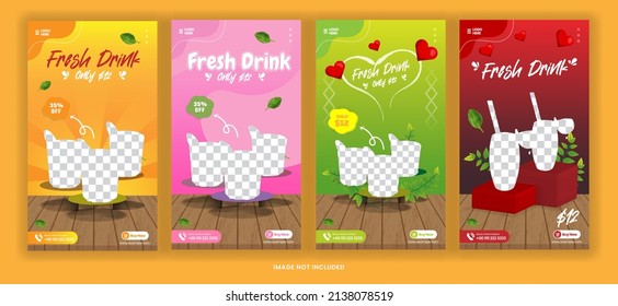 Story Post Bundle fresh drink for Social Media Promotion With Fulcolor Template